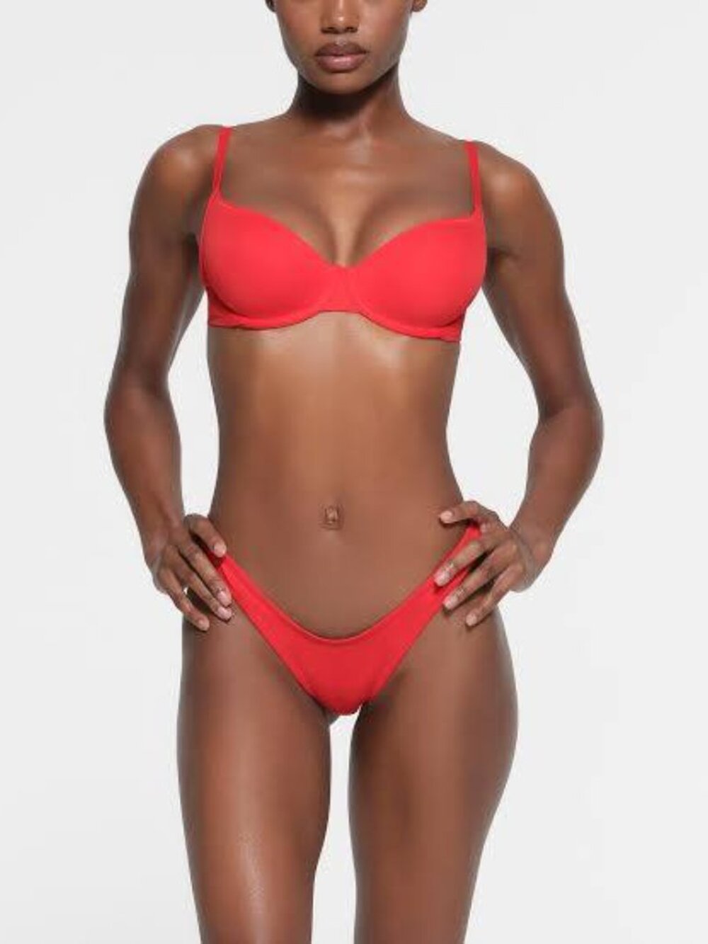 EUC SKIMS Signature Swim Underwire Scoop Bikini Top Ruby S